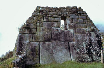 One of the end walls of the House of Three Windows at Machu Picchu.