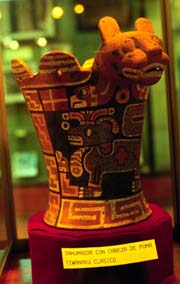 tiwanaku ceramic vessel in La Paz museum.