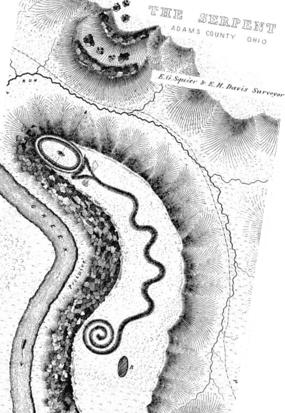 Serpent Mound drawing by Squier