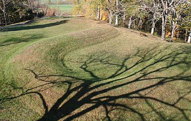 Serpent Mound undulating across the landscape.