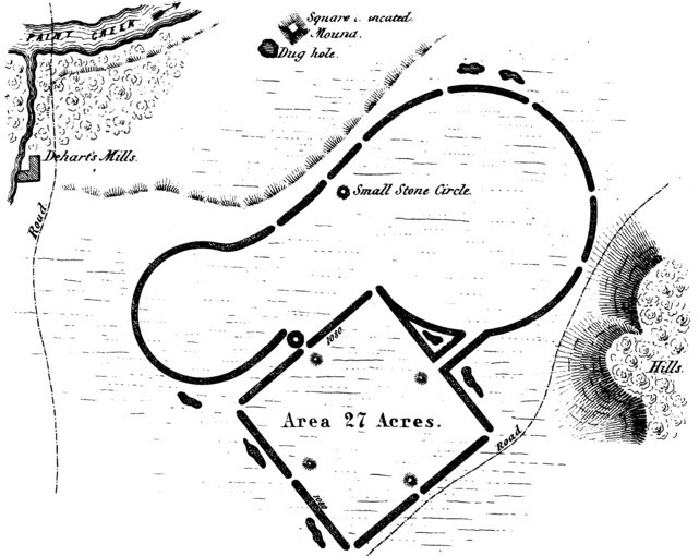 The Squier and Davis survey map of Baum Earthworks.