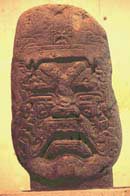 Olmec stone head on display in the Jalapa museum. 