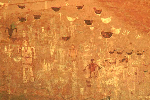 Canyon del Muerto pictograph panel, center section.