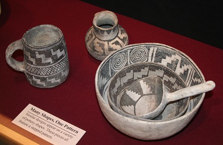 Ancient Puebloan pottery with stepped pattern.