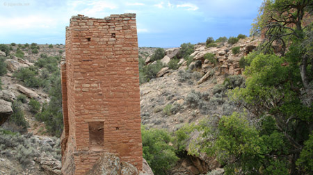 Hovenweep NM.  Two-story Holly Tower structure was built atop a boulder.