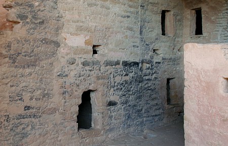 Fire-stained walls at Spruce Tree House archaeological site, Mesa Verde National Park.