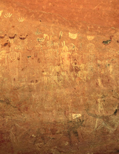Canyon del Muerto pictograph panel, right section. 498 x 387 pixels, 58K.