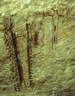 Presa Cave pictograph panel, 318 x 249 pixels, 48 K.